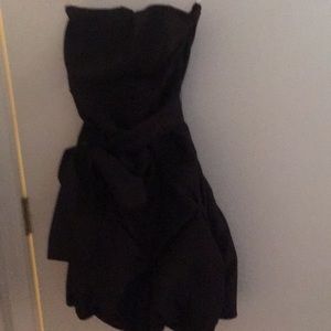 Black midi Strapless Taffeta dress